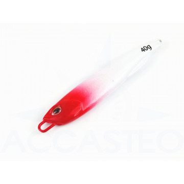 Jig para pesca marítima 40g vermelho e branco fosforescente