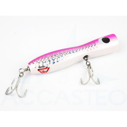 Popper para pesca esportiva 120G rosa e branco