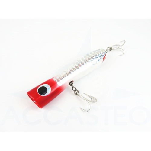 Popper para pesca esportiva 120G vermelho e branco